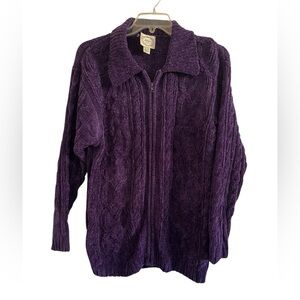 Women’s Dark Purple Full Zip Cardigan Sweater